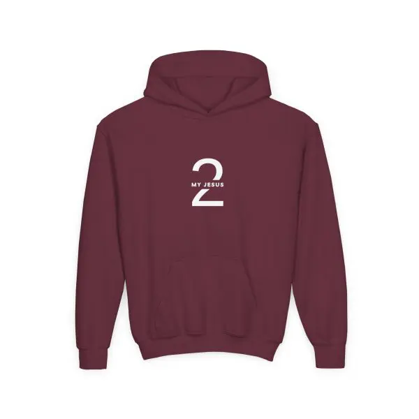 Heavy Blend Kids Hooded Sweatshirt My Jesus 2 Logo TM - Image 3