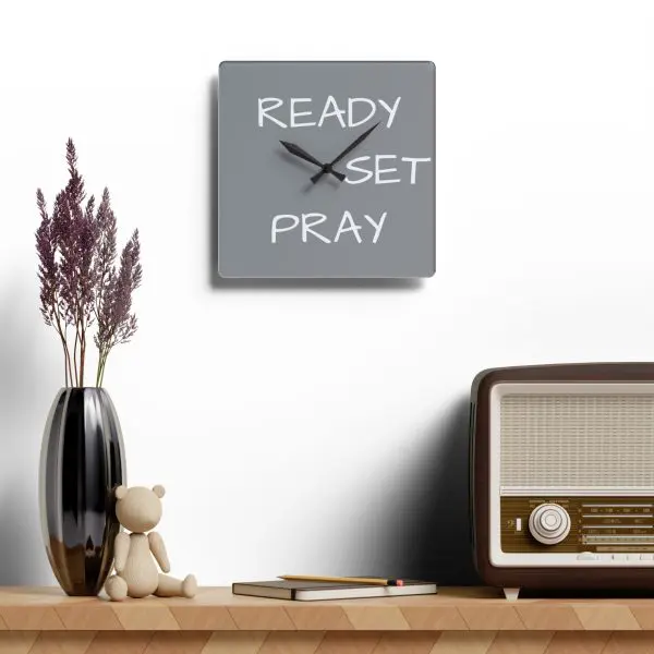 Acrylic Wall Clock READY SET PRAY TM - Image 3