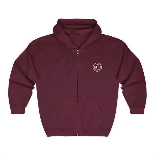 Unisex Blend Heavy Full Zip Hooded Sweatshirt LIVE GOD LIVE GOOD TM - Image 7