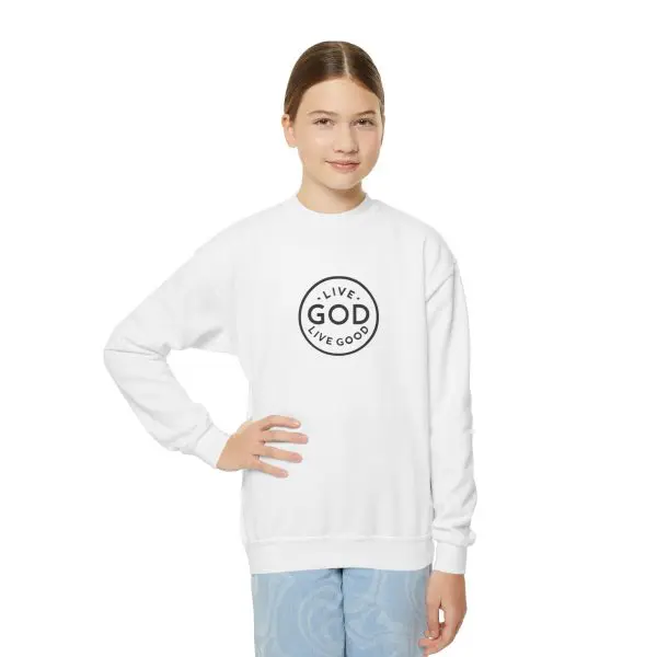 Heavy Kids Crewneck Sweatshirt LIVE GOD LIVE GOOD TM - Image 2