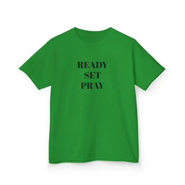 READY SET PRAY Kids Heavy Cotton Tee Black Letters TM - Image 2