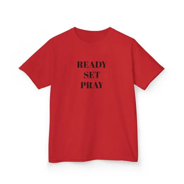 READY SET PRAY Kids Heavy Cotton Tee Black Letters TM