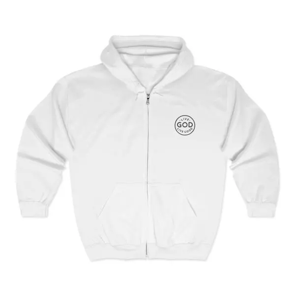 Unisex Blend Heavy Full Zip Hooded Sweatshirt LIVE GOD LIVE GOOD TM - Image 3