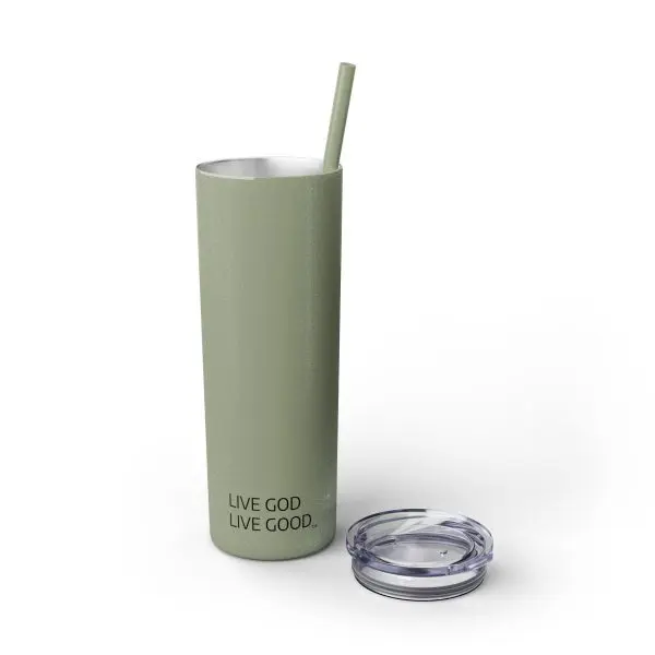 Cup Skinny Tumbler with Straw, 20oz LIVE GOD LIVE GOOD TM - Image 18
