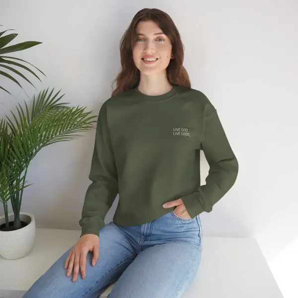 Unisex Heavy Blend Crewneck Sweatshirt LIVE GOD LIVE GOOD TM - Image 2