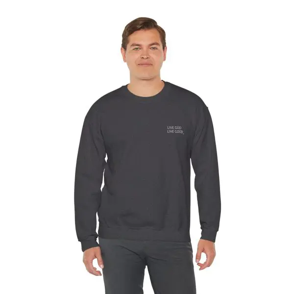 Unisex Heavy Blend Crewneck Sweatshirt LIVE GOD LIVE GOOD TM - Image 6