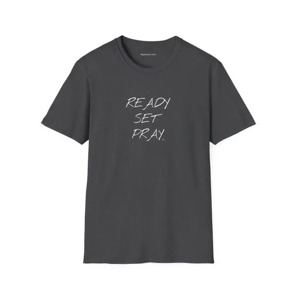 READY SET PRAY Unisex Softstyle T-Shirt White Letters TM - Image 9