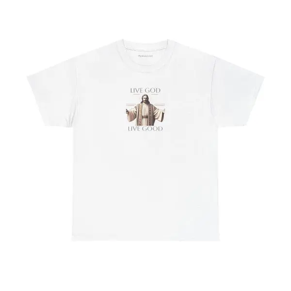 LIVE GOD LIVE GOOD Unisex Heavy Cotton Tee TM - Image 3