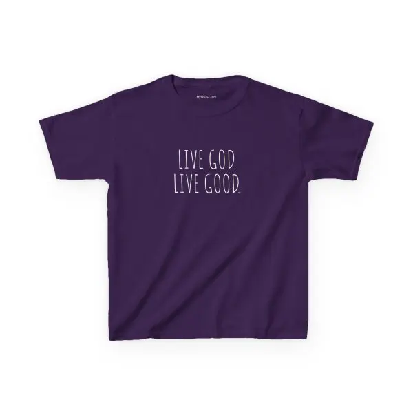 LIVE GOD LIVE GOOD Kids Heavy Cotton Tee White Letters TM - Image 8