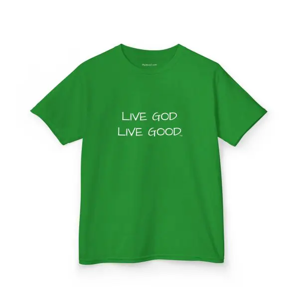 LIVE GOD LIVE GOOD Kids Heavy Cotton Tee White Letters TM - Image 4