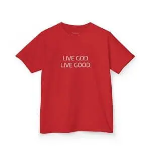 LIVE GOD LIVE GOOD Kids Heavy Cotton Tee White Letters TM