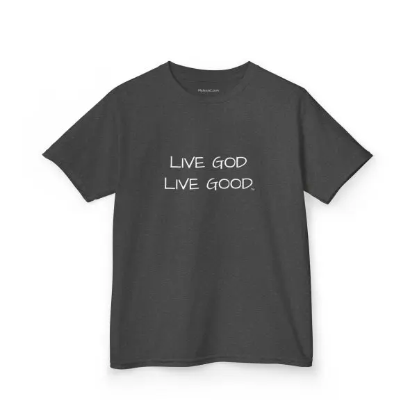 LIVE GOD LIVE GOOD Kids Heavy Cotton Tee White Letters TM - Image 2
