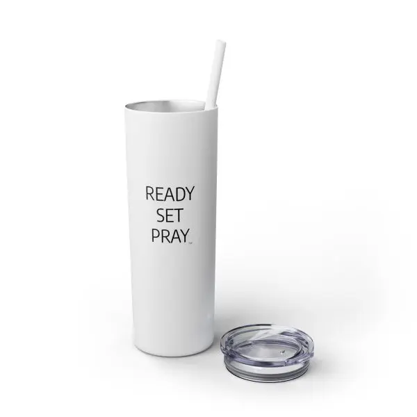 Cup Skinny Tumbler with Straw, 20oz READY SET PRAY TM - Image 4