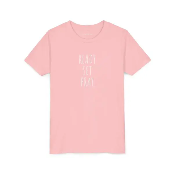 READY SET PRAY Youth Short Sleeve Tee White Letters TM - Image 3