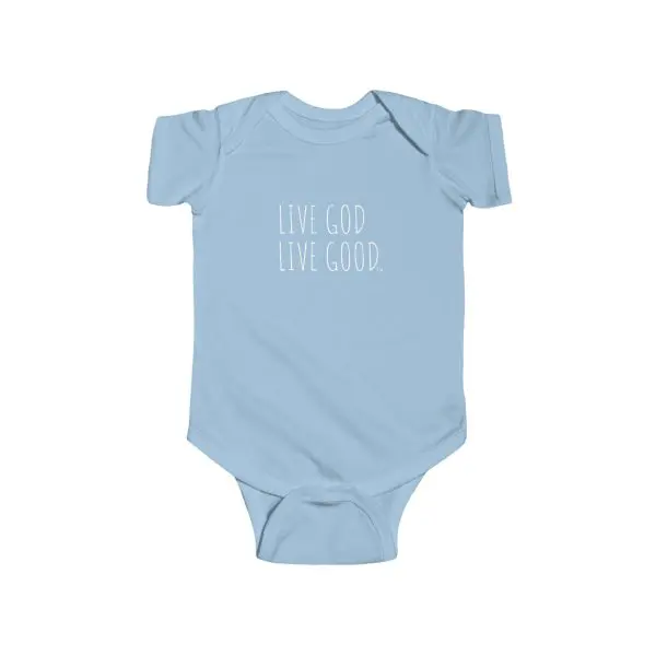 Infant Fine Jersey Bodysuit LIVE GOD LIVE GOOD White Letters TM - Image 4