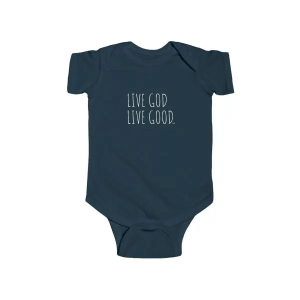 Infant Fine Jersey Bodysuit LIVE GOD LIVE GOOD White Letters TM - Image 5