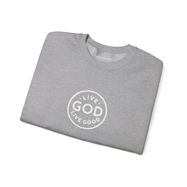 Unisex Heavy Blend Crewneck Sweatshirt LIVE GOD LIVE GOOD TM - Image 6