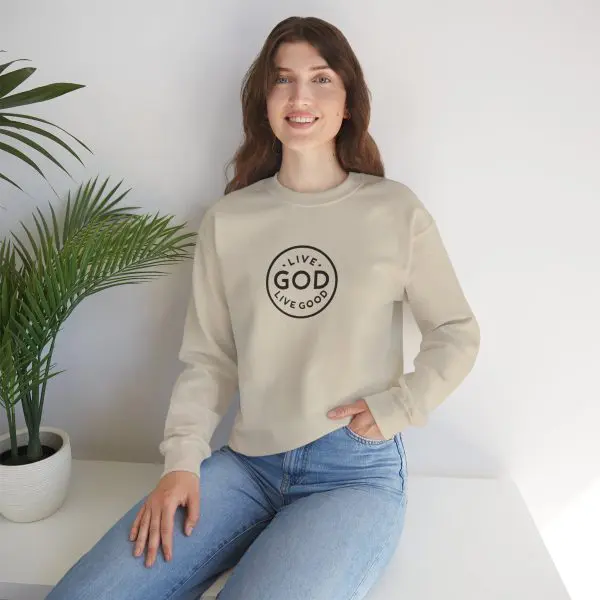 Unisex Heavy Blend Crewneck Sweatshirt LIVE GOD LIVE GOOD TM - Image 9