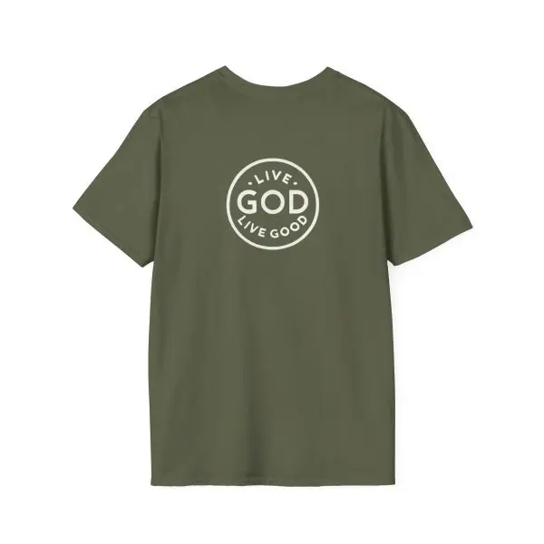 LIVE GOD LIVE GOOD w/ Picture On Back Unisex Softstyle T-Shirt TM - Image 8