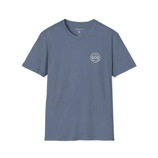 LIVE GOD LIVE GOOD w/ Picture On Back Unisex Softstyle T-Shirt TM - Image 11