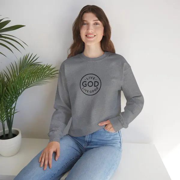 Unisex Heavy Blend Crewneck Sweatshirt LIVE GOD LIVE GOOD TM - Image 6
