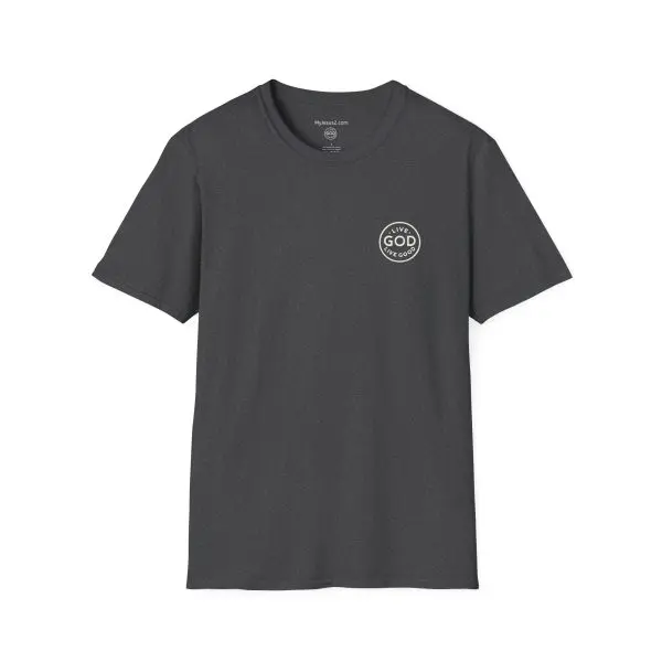 LIVE GOD LIVE GOOD w/ Picture On Back Unisex Softstyle T-Shirt TM - Image 9