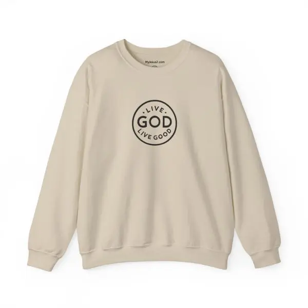 Unisex Heavy Blend Crewneck Sweatshirt LIVE GOD LIVE GOOD TM - Image 7