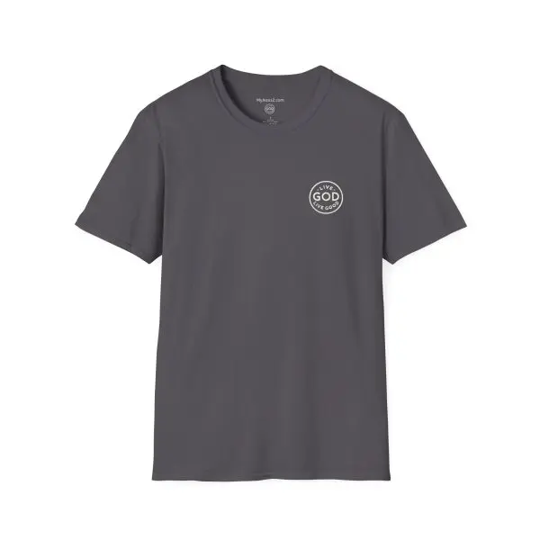 LIVE GOD LIVE GOOD w/ Picture On Back Unisex Softstyle T-Shirt TM - Image 13