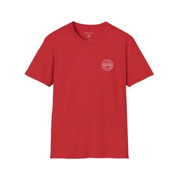LIVE GOD LIVE GOOD w/ Picture On Back Unisex Softstyle T-Shirt TM - Image 19