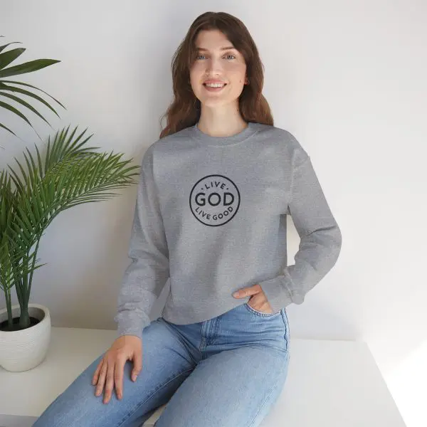 Unisex Heavy Blend Crewneck Sweatshirt LIVE GOD LIVE GOOD TM - Image 12