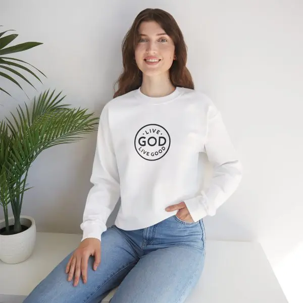 Unisex Heavy Blend Crewneck Sweatshirt LIVE GOD LIVE GOOD TM - Image 3