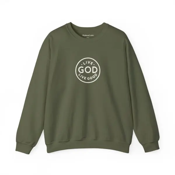 Unisex Heavy Blend Crewneck Sweatshirt LIVE GOD LIVE GOOD TM - Image 13