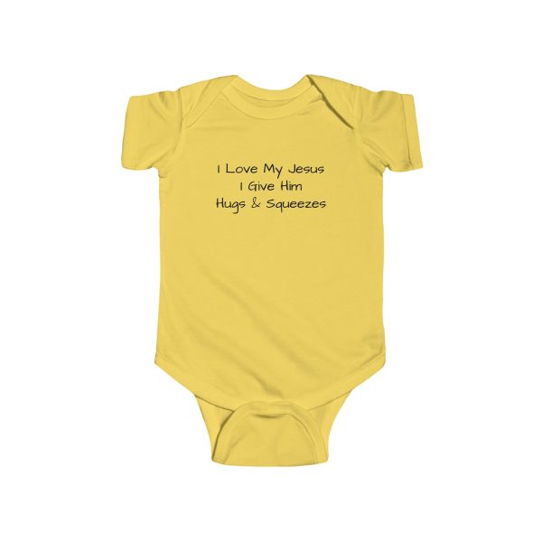 Infant Fine Jersey Bodysuit I Love My Jesus I Give Him Hugs & Squeezes Black Letters TM - Image 7