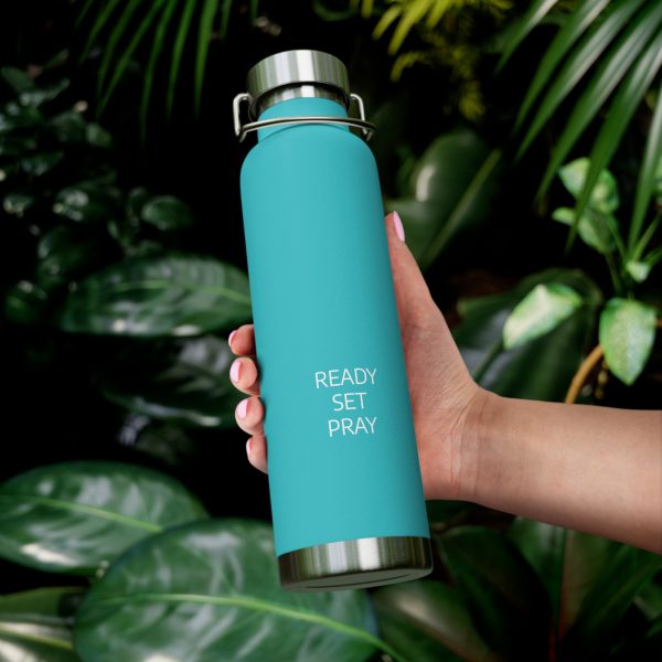 Copper Vacuum Insulated Bottle, 22oz READY SET PRAY White Letters TM - Image 28