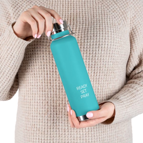 Copper Vacuum Insulated Bottle, 22oz READY SET PRAY White Letters TM - Image 22