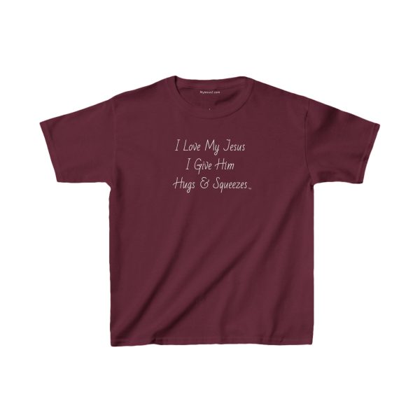 I Love My Jesus I Give Him Hugs & Squeezes Kids Heavy Cotton Tee Shirt TM - Image 5