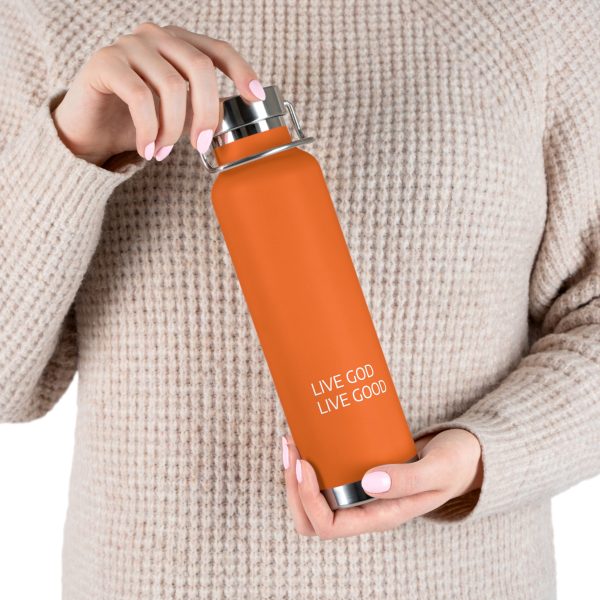 Copper Vacuum Insulated Bottle, 22oz LIVE GOD LIVE GOOD White Letters TM - Image 29