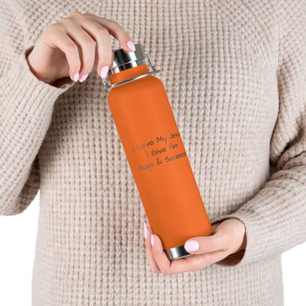 Copper Vacuum Insulated Bottle, 22oz I Love My Jesus I Give Him Hugs & Squeezes Black Letters TM - Image 35