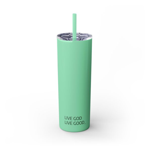 Cup Skinny Tumbler with Straw, 20oz LIVE GOD LIVE GOOD TM - Image 100