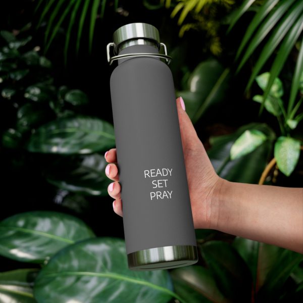 Copper Vacuum Insulated Bottle, 22oz READY SET PRAY White Letters TM - Image 7