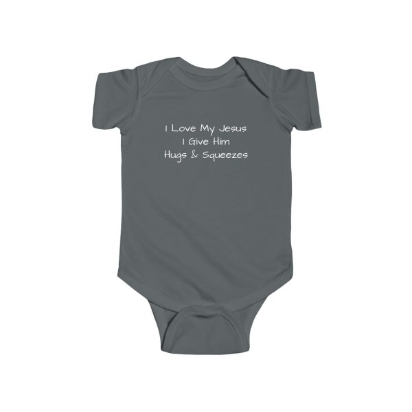 Infant Fine Jersey Bodysuit I Love My Jesus I Give Him Hugs & Squeezes White Letters TM - Image 7