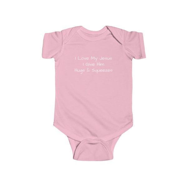 Infant Fine Jersey Bodysuit I Love My Jesus I Give Him Hugs & Squeezes White Letters TM - Image 9