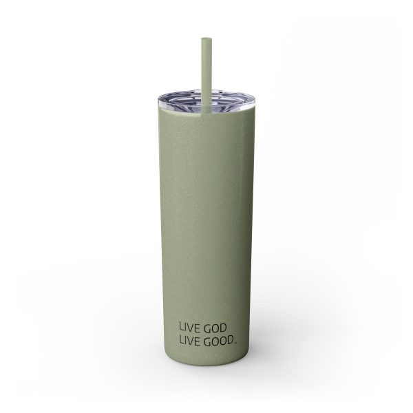 Cup Skinny Tumbler with Straw, 20oz LIVE GOD LIVE GOOD TM - Image 82