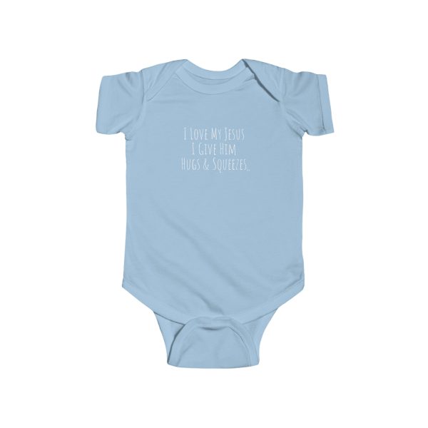 Infant Fine Jersey Bodysuit I Love My Jesus I Give Him Hugs & Squeezes White letters TM - Image 5