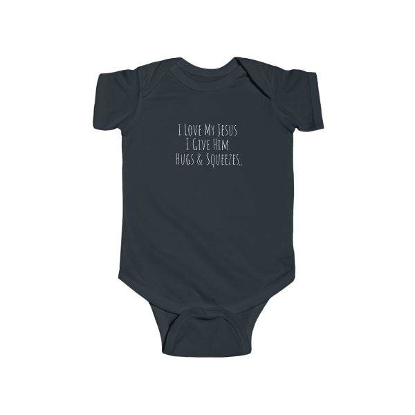 Infant Fine Jersey Bodysuit I Love My Jesus I Give Him Hugs & Squeezes White letters TM - Image 7