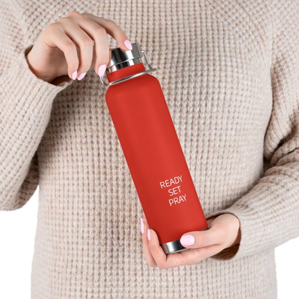 Copper Vacuum Insulated Bottle, 22oz READY SET PRAY White Letters TM - Image 43