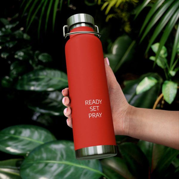 Copper Vacuum Insulated Bottle, 22oz READY SET PRAY White Letters TM - Image 49