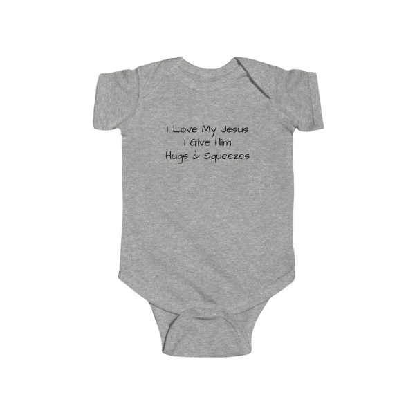 Infant Fine Jersey Bodysuit I Love My Jesus I Give Him Hugs & Squeezes Black Letters TM - Image 5