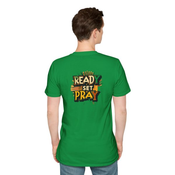 READY SET PRAY w/ Picture On Back Unisex Softstyle T-Shirt TM - Image 68