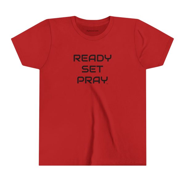 READY SET PRAY Kids Short Sleeve Tee Black Letters TM - Image 3